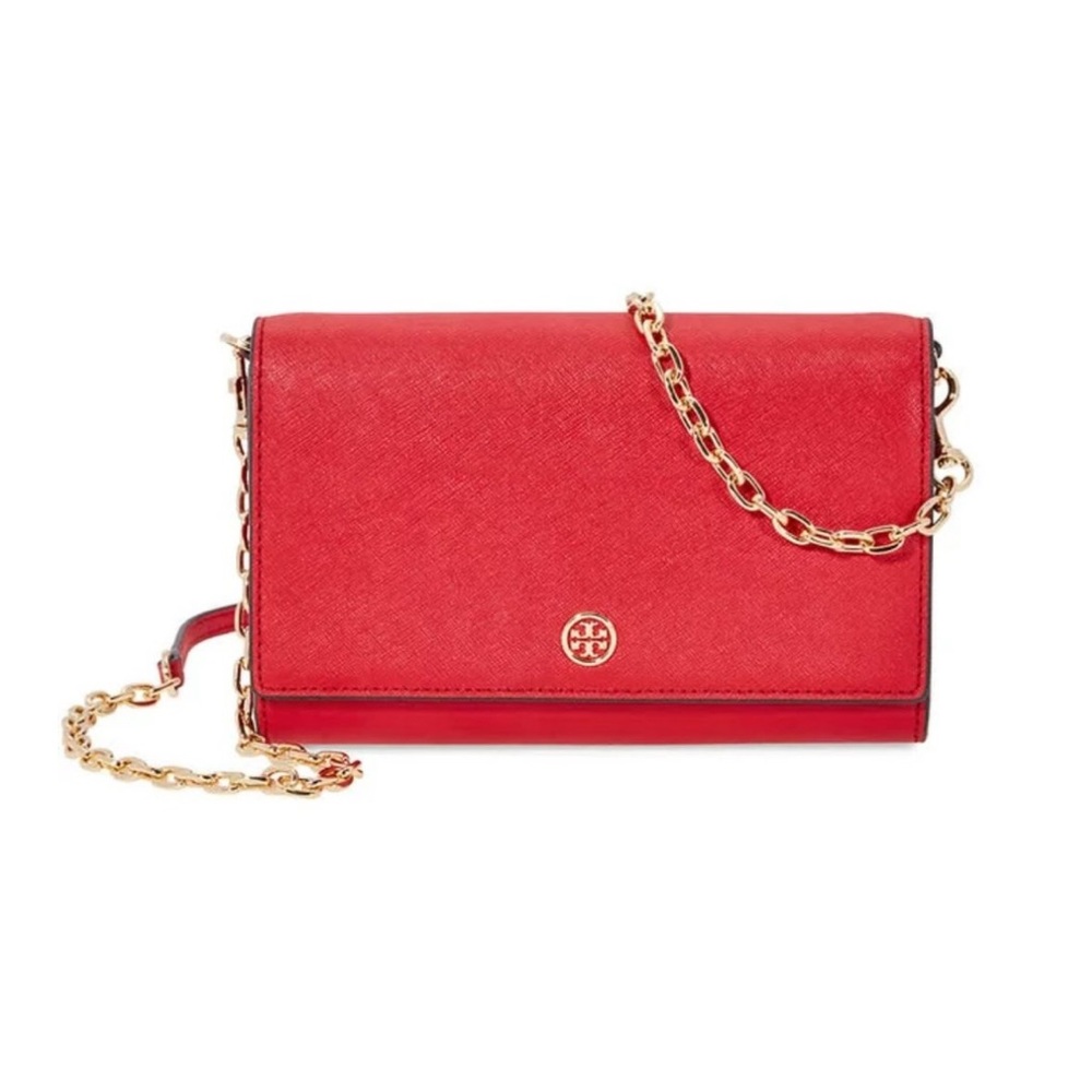 Tory Burch Robinson Chain Wallet Crossbody in Red